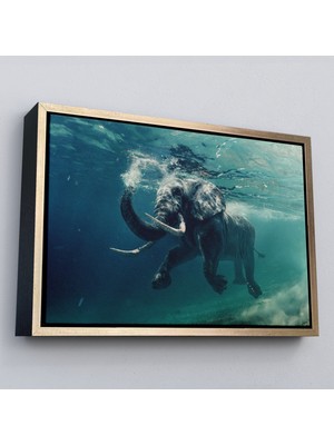 Çerçeveli Yüzen Fil Dekoratif Kanvas TABLO-1128