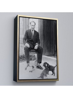 Çerçeveli Atatürk Portre Tablosu Mustafa Kemal Atatürk Dikdörtgen Dekoratif Kanvas Tablo-55