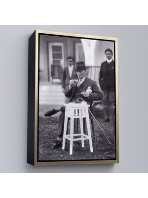 Çerçeveli Atatürk Portre Tablosu Mustafa Kemal Atatürk Dikdörtgen Dekoratif Kanvas TABLO-124