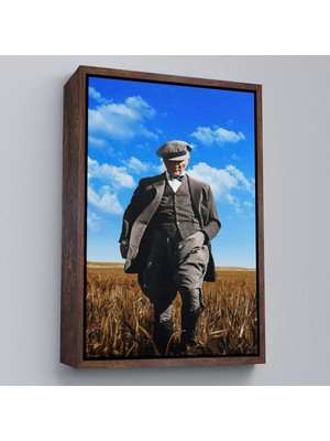 Çerçeveli Atatürk Portre Tablosu Mustafa Kemal Atatürk Dikdörtgen Dekoratif Kanvas TABLO-129