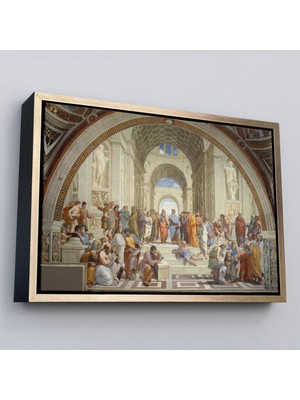 Çerçeveli Atina Okulu Tablosu - Raffaello SANZIO-6642
