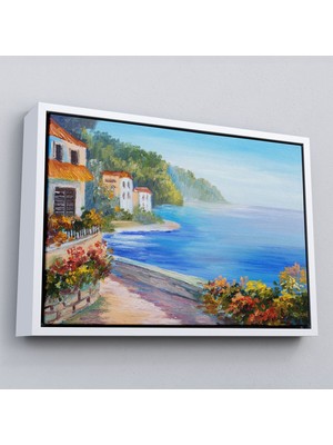 Çerçeveli Deniz Manzarası Yağlıboya Görünüm Dekoratif Kanvas Duvar TABLOSU-3458