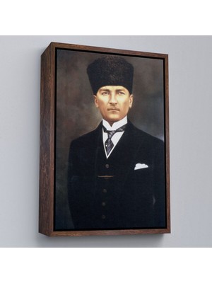 Çerçeveli Atatürk Portre Tablosu Mustafa Kemal Atatürk Dikdörtgen Dekoratif Kanvas Tablo-65