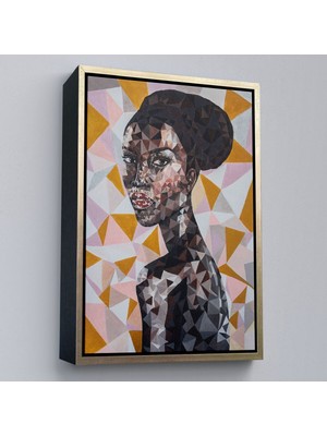 Çerçeveli Afrikalı Kadın Dekoratif Kanvas Duvar TABLOSU-5949