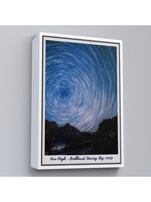 Çerçeveli Vincent Van Gogh - Parlak Yıldızlı Gökyüzü Tablo - Brillant Starry SKY-8049