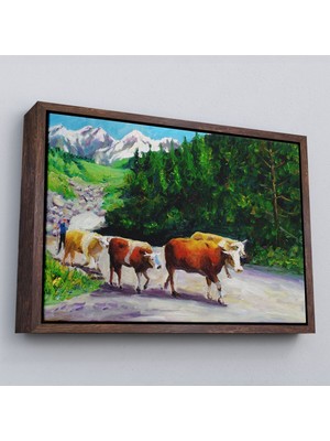 Çerçeveli Otlayan Boğa Kanvas Duvar TABLOSU-1183