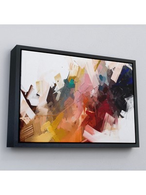 Çerçeveli Fırça Darbeli Soyut Modern Sanat Yağlıboya Görünüm TABLO-3651
