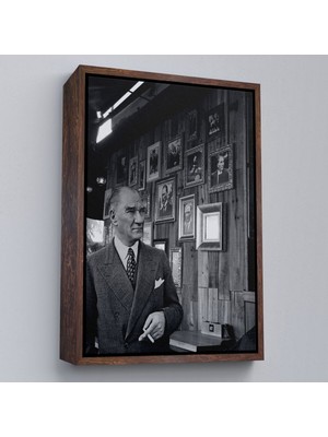 Çerçeveli Atatürk Portre Tablosu Mustafa Kemal Atatürk Dikdörtgen Dekoratif Kanvas TABLO-135