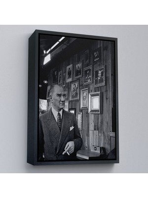 Çerçeveli Atatürk Portre Tablosu Mustafa Kemal Atatürk Dikdörtgen Dekoratif Kanvas TABLO-135