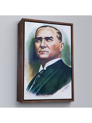 Çerçeveli Atatürk Portre Tablosu Mustafa Kemal Atatürk Dikdörtgen Dekoratif Kanvas Tablo-68