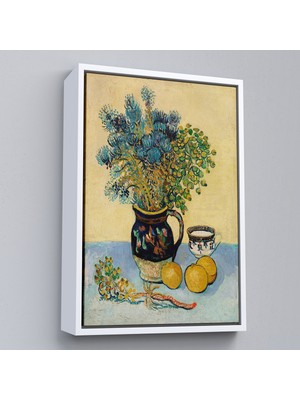 Çerçeveli Natürmort Kır Çiçekleri Ile Majolica Tarzı Sürahi Tablo - Vincent Van GOGH-7451