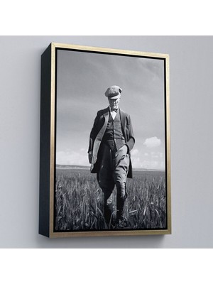 Çerçeveli Atatürk Portre Tablosu Mustafa Kemal Atatürk Dikdörtgen Dekoratif Kanvas TABLO-127