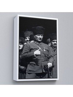 Çerçeveli Atatürk Portre Tablosu Mustafa Kemal Atatürk Dikdörtgen Dekoratif Kanvas TABLO-123