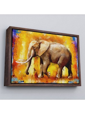 Çerçeveli Modern Sanat Tarzı Yürüyen Fil Yağlıboya Görünüm Kanvas Duvar TABLOSU-3688