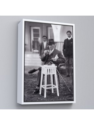 Çerçeveli Atatürk Portre Tablosu Mustafa Kemal Atatürk Dikdörtgen Dekoratif Kanvas TABLO-124