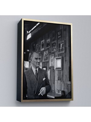 Çerçeveli Atatürk Portre Tablosu Mustafa Kemal Atatürk Dikdörtgen Dekoratif Kanvas TABLO-135
