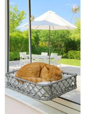 Gri Cam Yatağı, Vantuzlu, El Işçiliği, Evcil Hayvanlar Için Rahat ve Şık Yatak