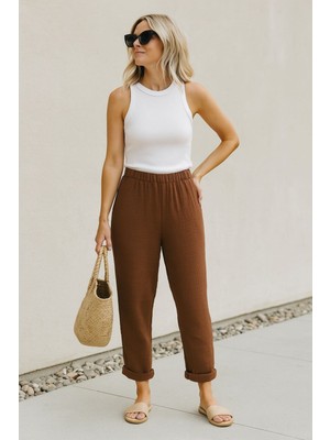 Çift Katlı Müslin Düz Pantolon