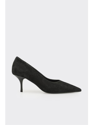 Siyah Deri Kadın Stiletto