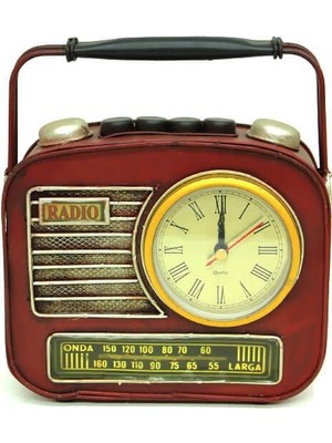Dekoratif Metal Radyo Saatli Kumbara Vintage Biblo Hediyelik