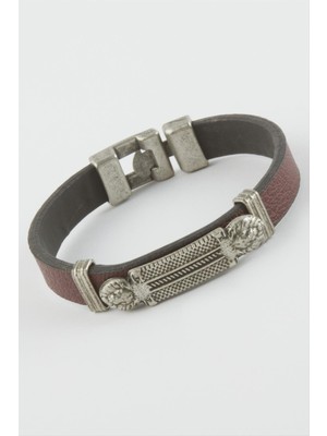 Zengezur Aslan Suni Deri Bileklik-Bordo