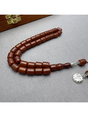 Alpaka Püsküllü Havşa Delikli Renk Alan Özel Hamur Sıkma Kehribar Tespih