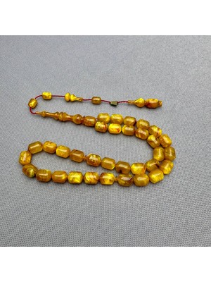 Emine Reşvani Simli Hareli Kapsül Kesim Sıkma Kehribar Tespih