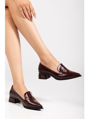 Suins Premium Melinka Model Kadın Orta Topuklu Siyah Kahve Bordo Ayakkabı