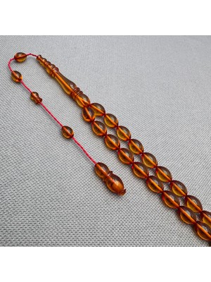 Ahmet Kuş Usta Işçilikli Bal Rengi Sıkma Kehribar Tespih