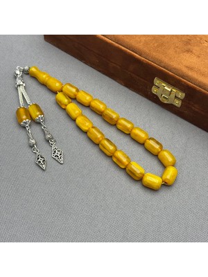 Alpaka Püsküllü Çift Sallantılı Sarı Hareli Efe Maskot Tespih