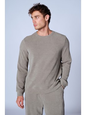 Esw 2951 Bisiklet Yaka Fitilli Erkek Sweat