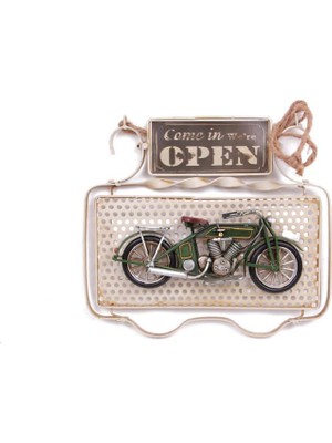 Dekoratif Metal Kapı Yazısı Motosiklet Dekorlu Vintage Hediyelik