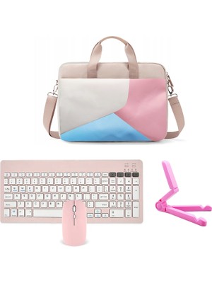Microcase Samsung Galaxy Tab S10+ S10 Plus ile Uyumlu Tablet Çantası+Bluetooth Klavye+Bluetooth Mouse+Tablet Standı Pembe AL5296