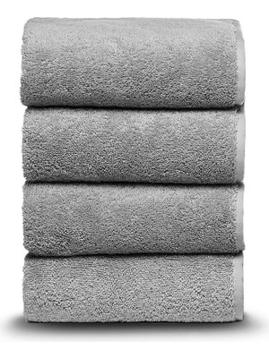 Gri 4 Adet Büyük El Yüz Havlusu Seti 200 gr Mutfak Banyo Spor Baş Kafa Güzellik Kuaför Spa Havlusu