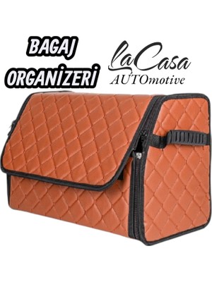 Lacasa Automotive Oto Bagaj Organizeri Kapitone Deri Çanta Taba RENK(40CM)