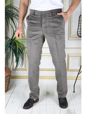 Su Yeşili Polarlı Kadife Pantolon Esnek Kalın Fitil Klasik Kesim Yan Cepli Astarlı Phantom Jeans