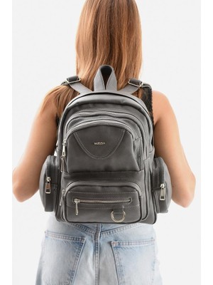 Suni Deri Kadın Sırt Çantası 38*28 cm Mega Bag Günlük Kullanıma Uygun Çok Cepli Içi Astarlı