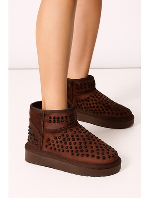 Taşlı Içi Tüylü Kürklü Peluş Kadın Platform Bot Mını Dıpper 1168170