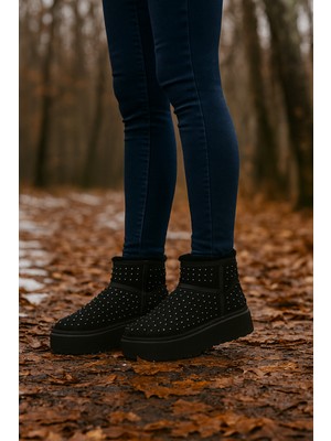 Taşlı Içi Tüylü Kürklü Peluş Kadın Platform Bot Mını Dıpper 1168170