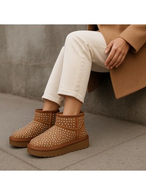 Taşlı Içi Tüylü Kürklü Peluş Kadın Platform Bot Mını Dıpper 1168170