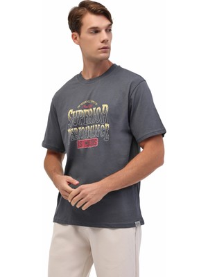 Kinetix ML LIBER 11VNTG200 5FX Antrasit Erkek Kısa Kol T-Shirt