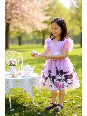 Kuromi Tüllü Çocuk Elbisesi Doğum Günü Parti Kostümü