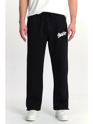 Erkek Baggy Ayarlanabilir Paça Stwd Baskılı 3 Iplik Şardonlu Bol Kesim Stoper Eşofman Altı RF0547