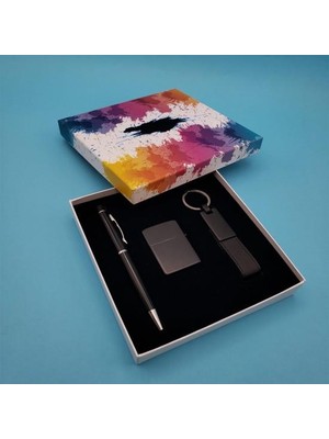 Kalem Çakmak Anahtarlık Siyah Set Dekoratif Hediyelik