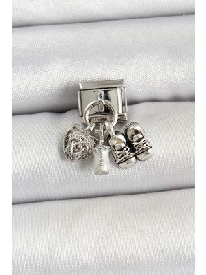 316L Çelik Gümüş Renk Bebek Konsept Nomination Charm