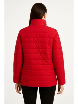 Veraura Lifestyle Bomber Mont Ceket – Su Itici Kumaş, Kapitone Astarlı, Fermuarlı, Kışlık - Kırmızı