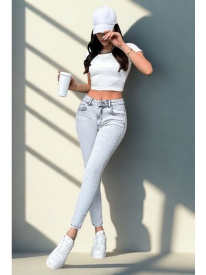 Polo State Kadın Likralı Skinny Kot Pantolon Gri