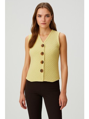 V Yaka Düğmeli Yelek