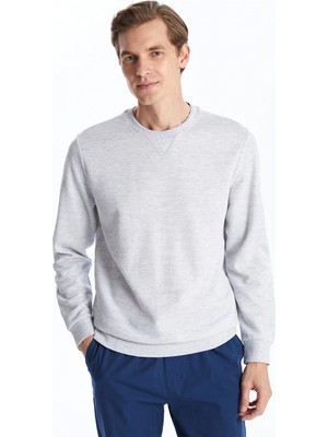 Lcwaıkıkı Classic Bej Bisiklet Yaka Uzun Kollu Erkek Sweatshirt