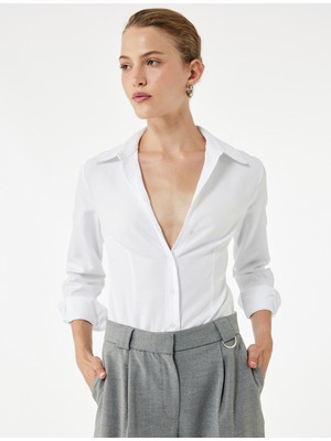 Slim Fit Uzun Kollu Klasik Yaka Poplin Gömlek